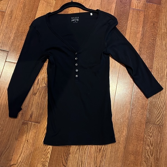 Guess black  knit ribbed top Sz M - Picture 11 of 11